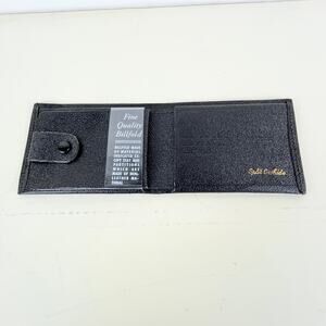 Vintage New Split Cowhide Mens Billfold Wallet Black
